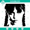 Wednesday Addams inspired SVG file with a stern facial expression, suitable for Halloween crafts and projects.