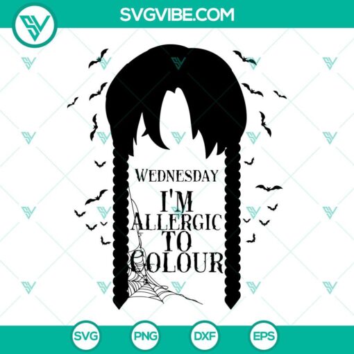 wednesday i m allergic to colour svg wednesday addams svg addams family svg png dxf eps 3 mockup