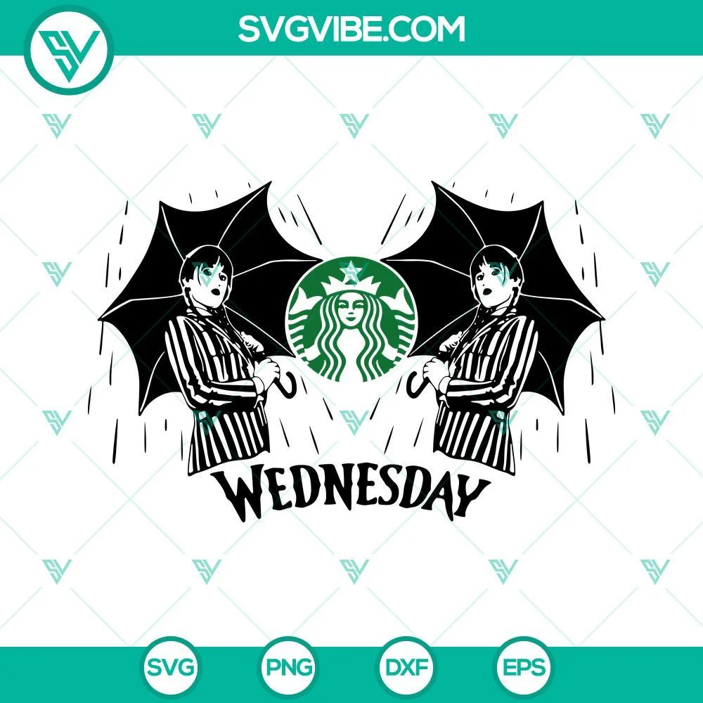 Movies, Starbucks Cup Wrap, SVG Files, Wednesday Starbucks Wrap SVG Images, 1