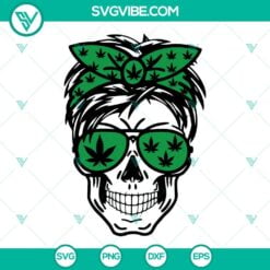 weed mom skull messy bun svg bundle cannabis skull svg marijuana mom life svg png dxf eps digital download 4 mockup