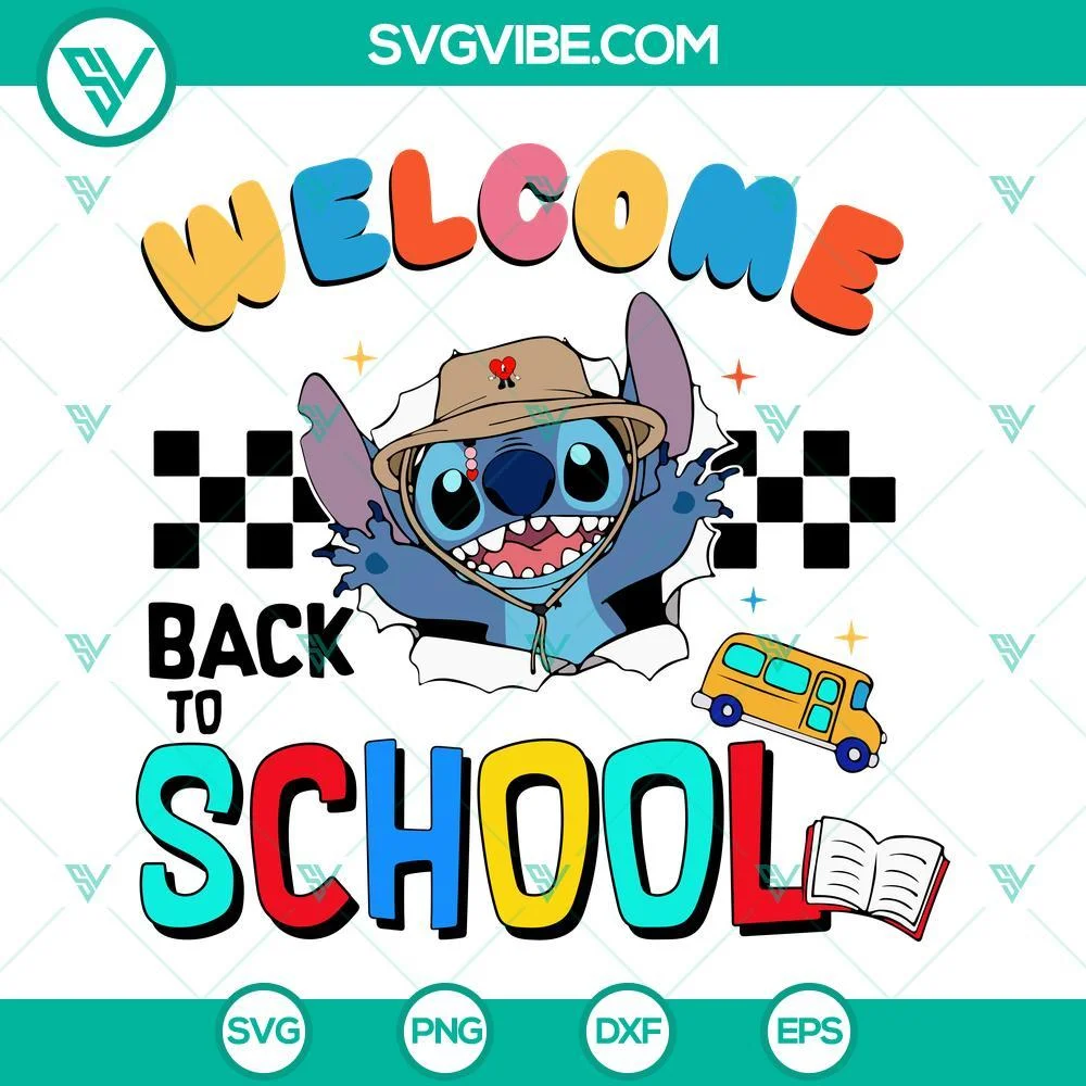 Disney, School, SVG Files, Welcome Back To School Stitch SVG Files, First Day 1