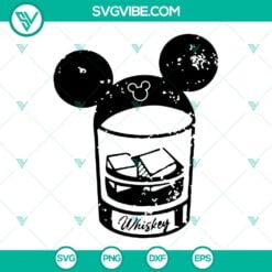 Disney, SVG Files, Whiskey Glass Mickey SVG Download, Mouse Head Alcohol SVG 2