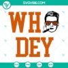 Who Dey SVG image featuring Joe Burrow, available for download in Bengals and Cincinnati Bengals themes. Great for fans and crafters.