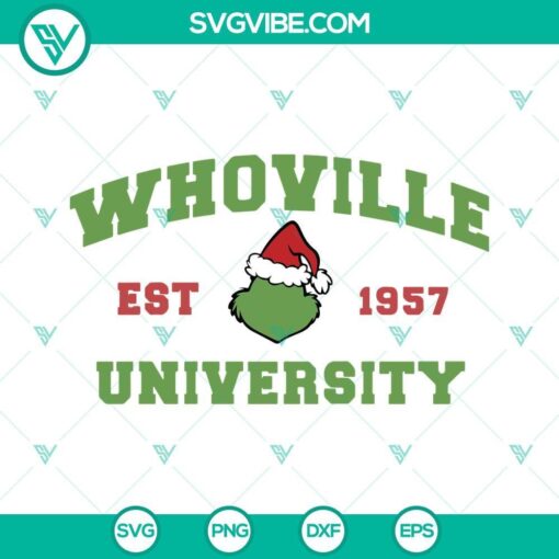 whoville est 1957 university grinch christmas svg christmas grinch face whoville university svg png eps dxf cut files 5 mockup