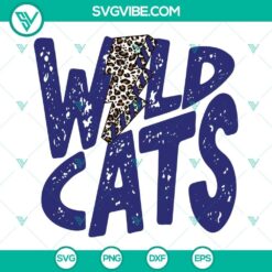 Wildcats Royal Blue Leopard Lightning Bolt SVG Files, Wildcats SVG Download PNG