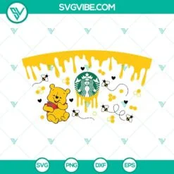 Starbucks Cup Wrap, SVG Files, Winnie Pooh Full Wrap Starbucks Cup SVG Image, 2