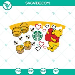 Starbucks Cup Wrap, SVG Files, Winnie Pooh Starbucks Full Wrap SVG Images, 3