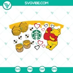 Starbucks Cup Wrap, SVG Files, Winnie Pooh Starbucks Full Wrap SVG Images, 2