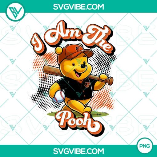 winnie the pooh baltimore orioles baseball png design file mockup 2