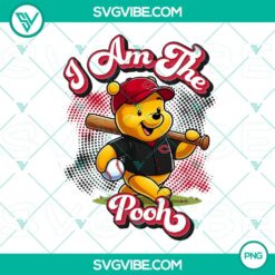 Winnie the Pooh Cincinnati Reds baseball PNG design file with baseball bat, cap, and logo on white background.
