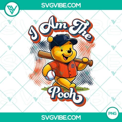 winnie the pooh detroit tigers baseball png design file mockup 2