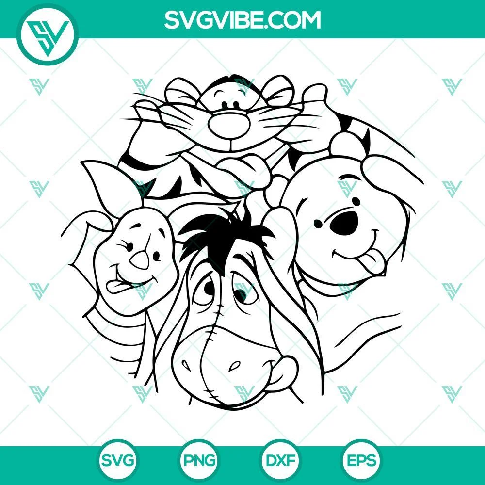 Disney, SVG Files, Winnie The Pooh Friends SVG Images, Piglet Eeyore Kanga Roo 1