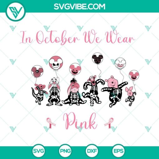 winnie the pooh in october we wear pink svg pooh breast cancer awareness svg disney breast cancer svg 5 mockup