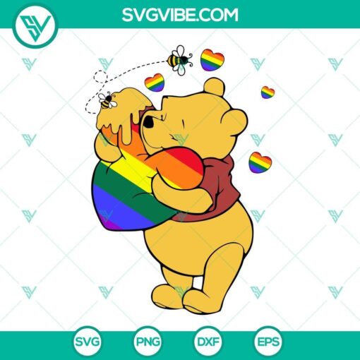 winnie the pooh lgbt svg pride heart svg disney pride month svg png dxf eps cricut files 1 mockup