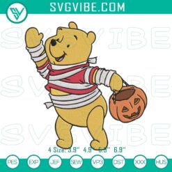 Winnie the Pooh Mummy Halloween machine embroidery design, Disney spooky file for crafting projects.