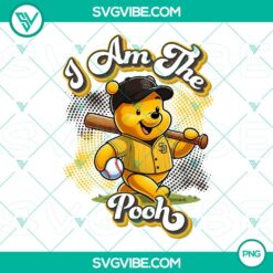 Winnie The Pooh San Diego Padres Baseball PNG download design with cute character in baseball outfit, perfect for sports fans.