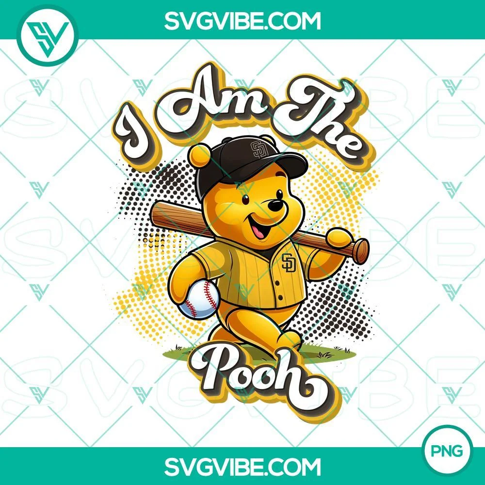 winnie the pooh san diego padres baseball png design file mockup 2