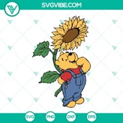 Disney, SVG Files, Winnie The Pooh Sunflower SVG Download PNG DXF EPS Cricut 2