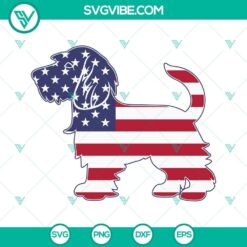 Wirehaired Dachshund dog silhouette with American flag detail in SVG format for crafting projects, patriotic USA flag dog design.