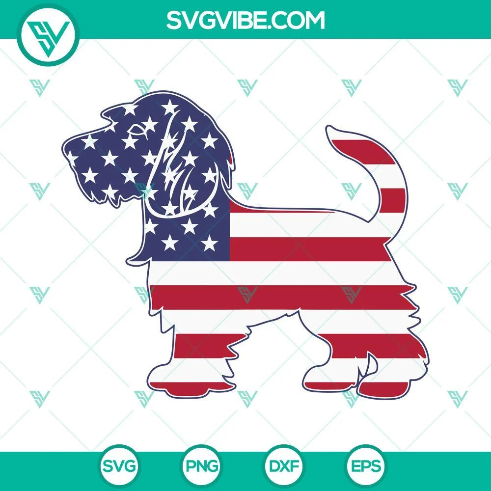 4th Of July, SVG Files, Wirehaired Dachshund Dog American Flag SVG Images, USA 1