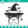 Witch-themed messy bun embroidery pattern designs for Halloween moms.