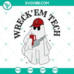 Halloween, Sports, SVG Files, Wreck’Em Tech Boojee Ghost SVG File, Texas Tech 1