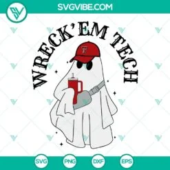 Halloween, Sports, SVG Files, Wreck’Em Tech Boojee Ghost SVG File, Texas Tech 2