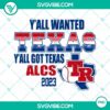 Texas Rangers ALCS 2023 and World Series Champions PNG images with unique designs, ideal for fans and supporters.