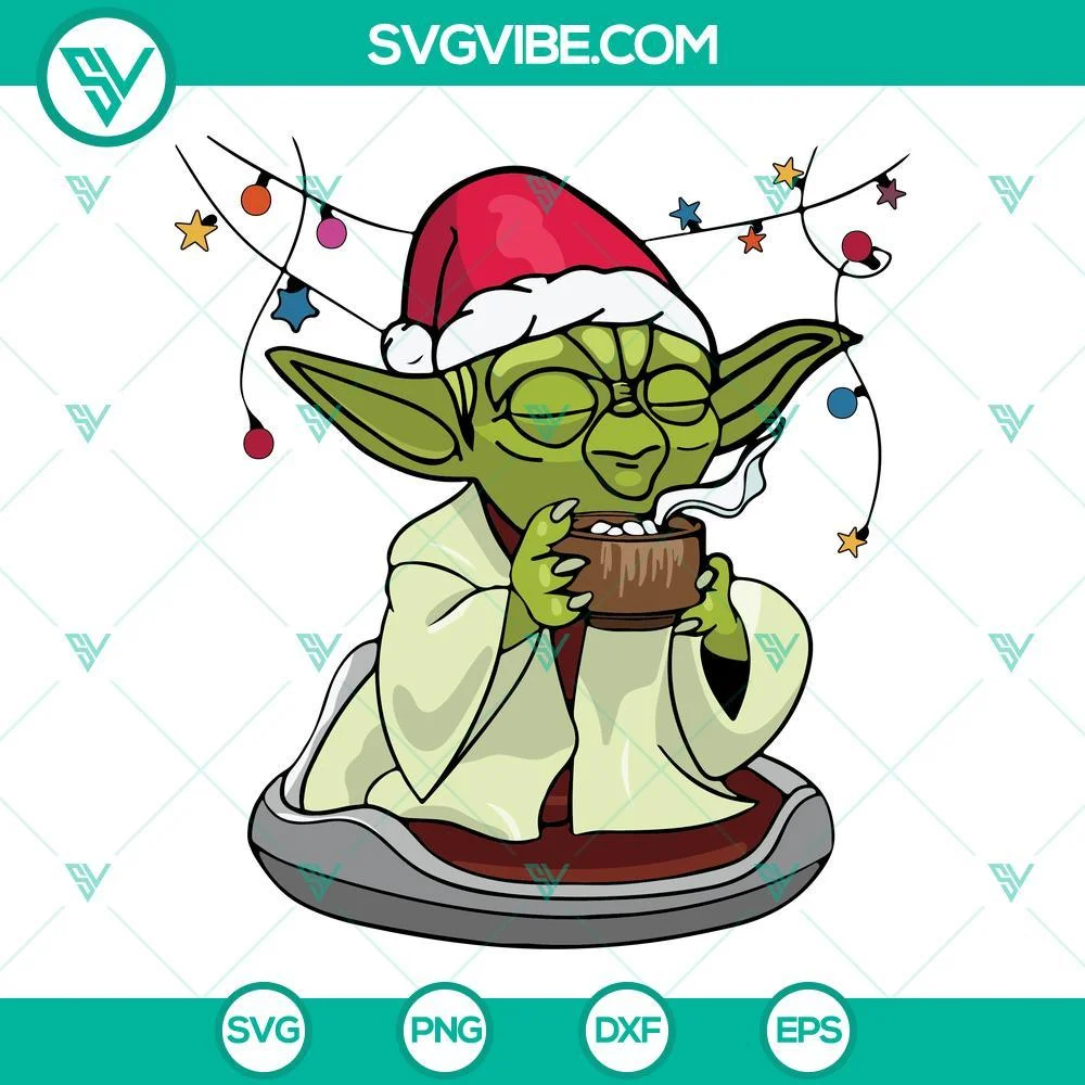 Christmas, Movies, SVG Files, Yoda Santa Hat Christmas SVG File, Star Wars 1