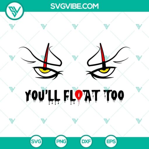 you ll float too pennywise face halloween svg png dxf eps cricut 5 mockup