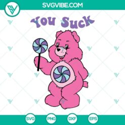 Angry bear holding "You Suck" sign, SVG download for Cricut, Silhouette, features PNG, DXF, EPS formats. Ideal for cutting machines, crafts.