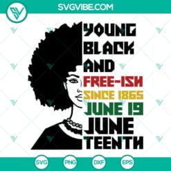 Juneteenth, SVG Files, Young Black And Free Ish Since 1865 SVG Download, 2