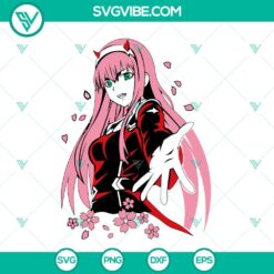 Anime, SVG Files, Zero Two Darling SVG File, Japanese Anime Girl SVG File PNG 2