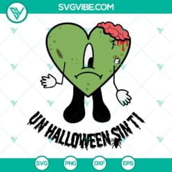 Halloween, Musics, SVG Files, Zombie Bad Bunny Heart Halloween SVG Image, 21