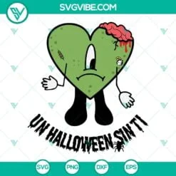 Halloween, Musics, SVG Files, Zombie Bad Bunny Heart Halloween SVG Image, 2