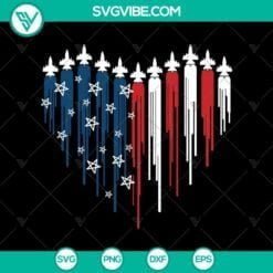 American, 4th Of July, SVG Files, 4th July USA Flag Heart & Fighter Jet Svg 17