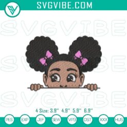 American Embroidery Designs, Embroidery Designs, Afro Puffs Girl Peekaboo 9