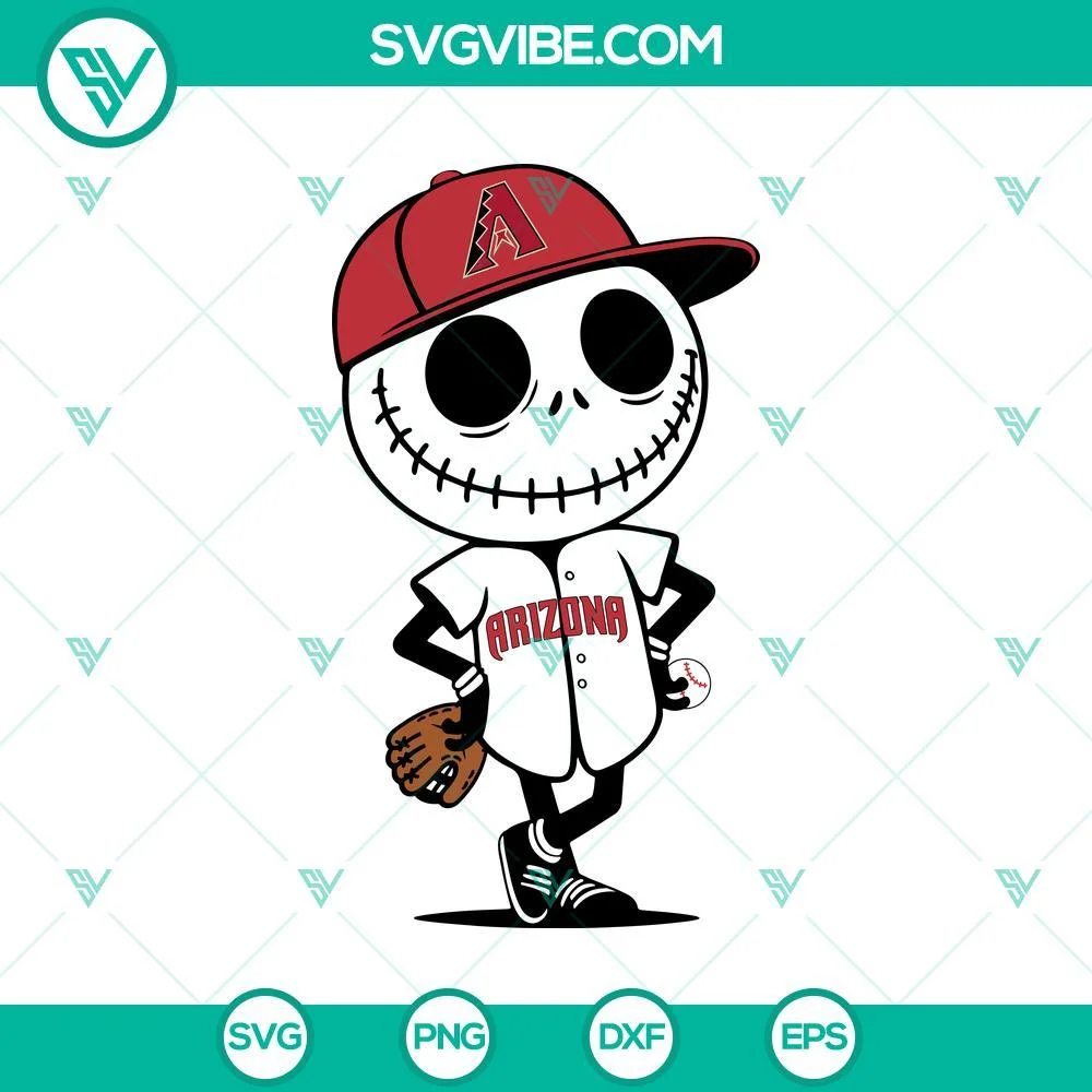 Baseball, Halloween, Sports, SVG Files, Arizona Diamondbacks Jack Skellington 1