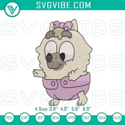 baby dog judo bluey embroidery files pattern mockup