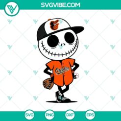 Baltimore Orioles Jack Skellington Halloween Baseball SVG PNG