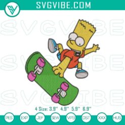 Cartoon Embroidery Designs, Embroidery Designs, Bart Simpson Skateboarding 4