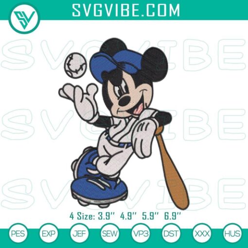 baseball mickey mouse embroidery patterns mockup