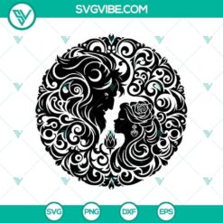 Beauty and the Beast Belle mandala SVG design, inspired by Disney Princess Belle. Ideal for crafting projects.
