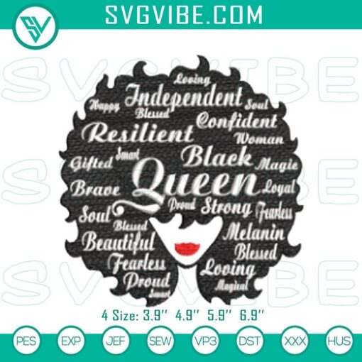 black girl queen embroidery pattern files mockup