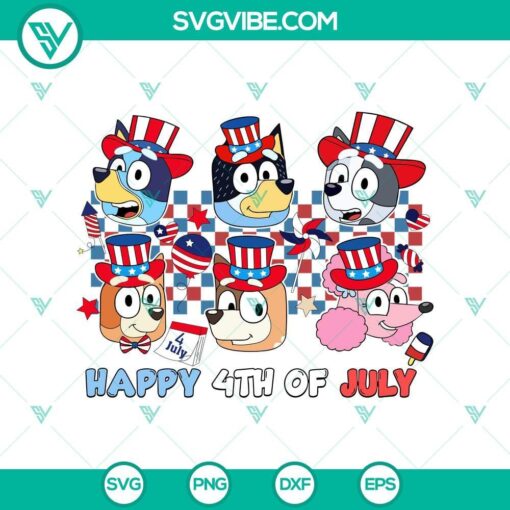 bluey 4th of july patriotic characters svg file mockup