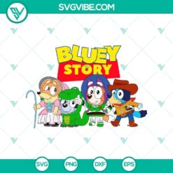 Bluey and Toy Story characters Disney SVG and PNG design, ideal for crafts and digital projects.