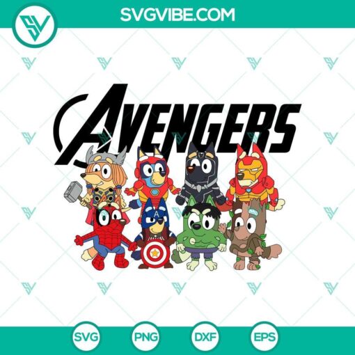 bluey as avengers superheroes svg png bluey avengers svg mockup