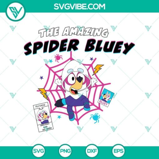 bluey as spider woman svg gwen stacy bluey design mockup