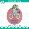 Bluey bike ride & active play embroidery patterns featuring the popular kids cartoon character, perfect for fun sewing projects.