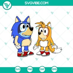 Cartoons, Disney, SVG Files, Bluey & Bingo as Sonic and Tails SVG Image 1